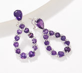 Affinity Gems Sterling Silver Heart-Cut Amethyst Pear Drop Earrings, 1-3/4"